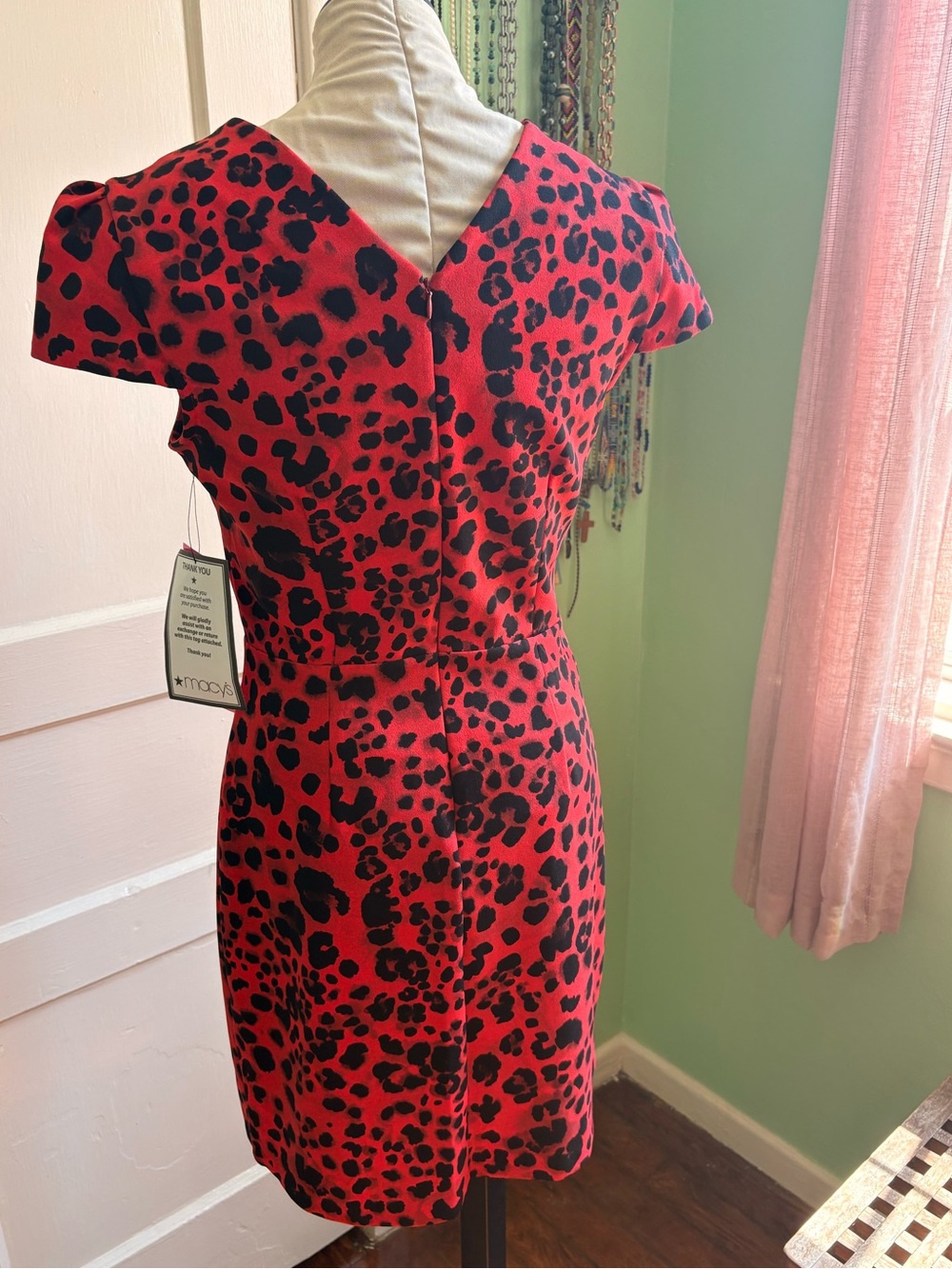 Betsey Johnson Red and Black Leopard Print Midi Dress NWT - Picture 4 of 9